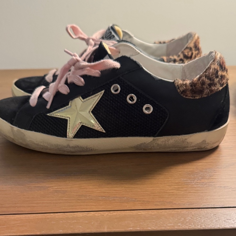 Golden Goose Super Star Black Sneakers with Leopard Print - Picture 4 of 6